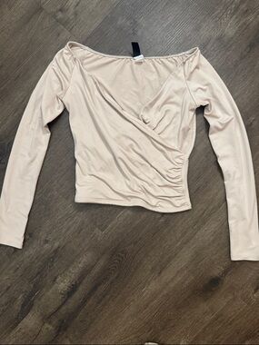 Windsor Long Sleeve Wrap Top in Light Cream